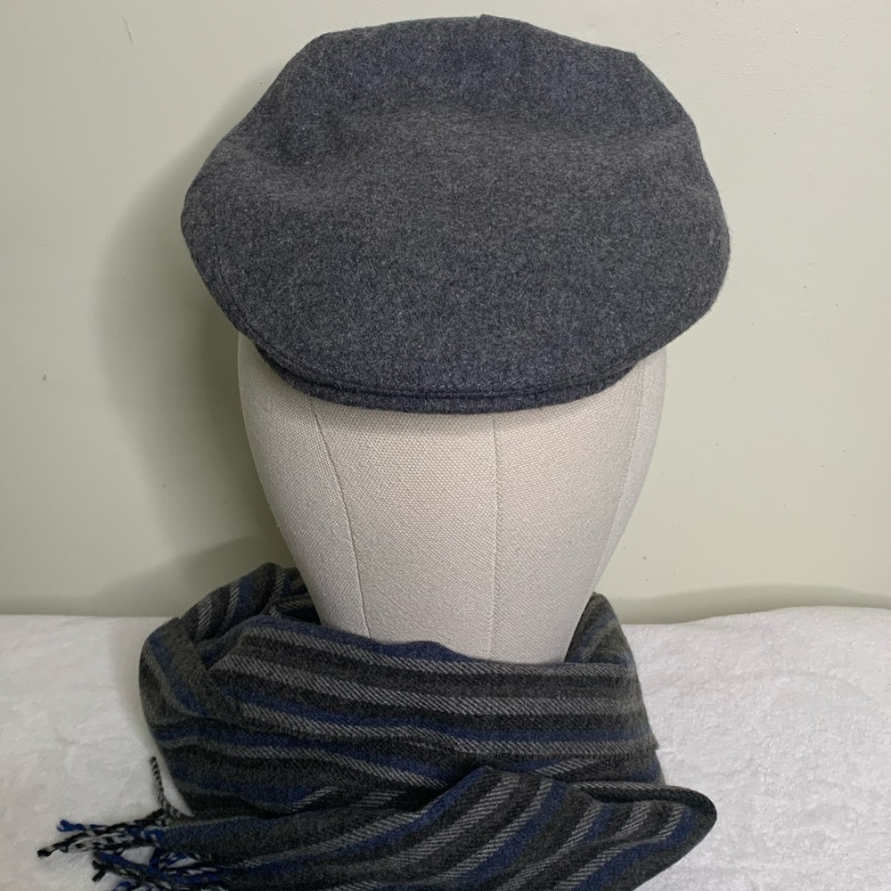 Great Horse Gray Wool News Boy Cap Sz M